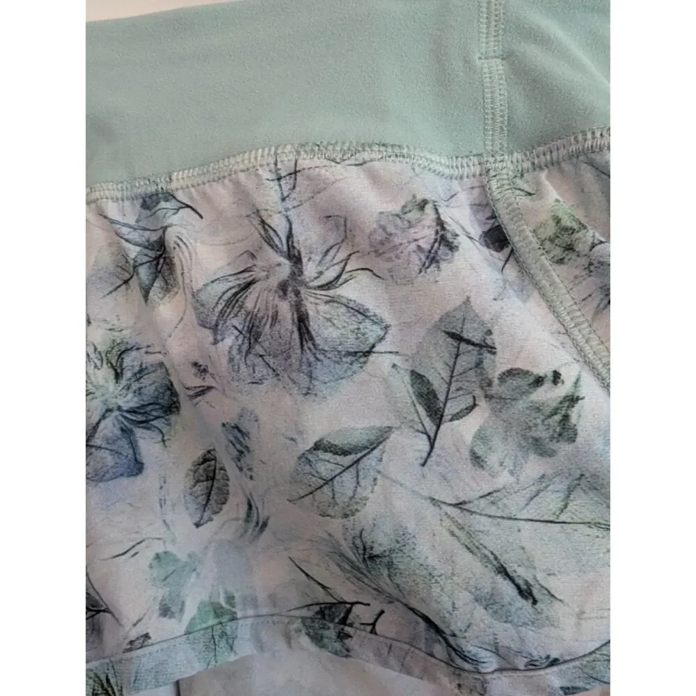 Ivivva by Lululemon pretty Green Floral Speedy Shorts *flaw Girls 10